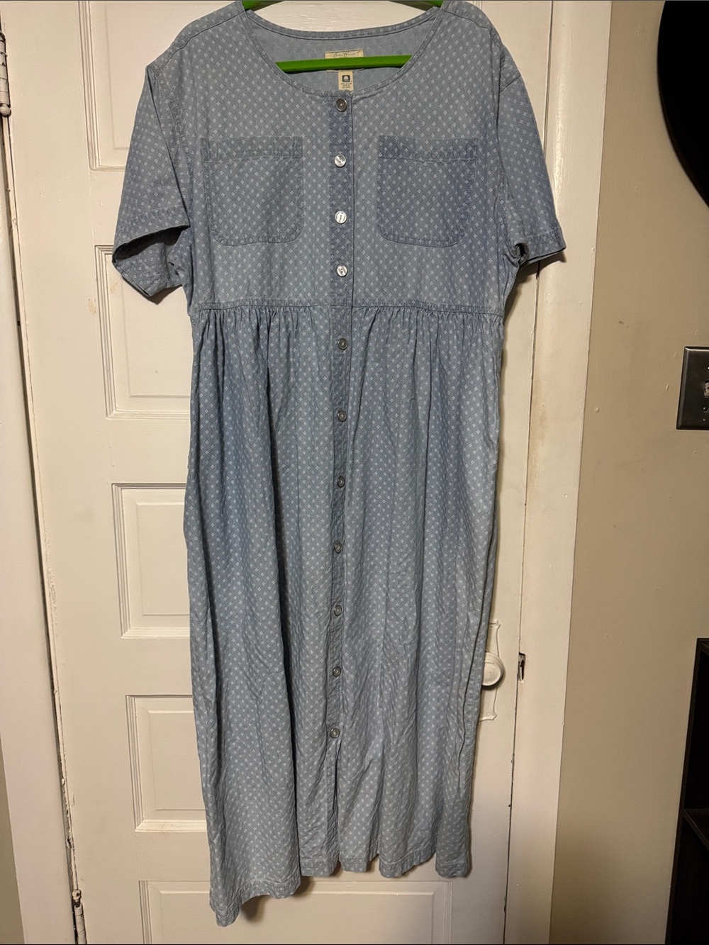 Women’s Vintage Erika Taylor Blue Denim Button-Front Dress